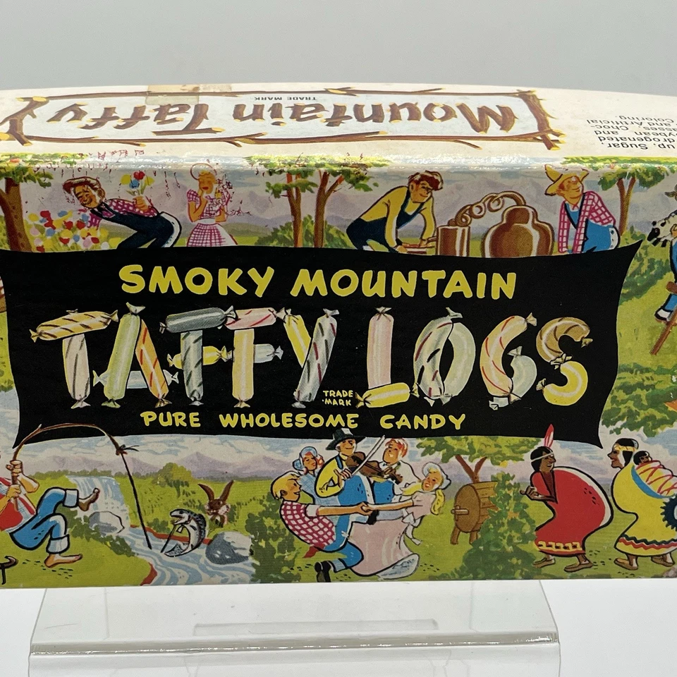 Smoky Mountain Taffy Logs Box, Gatlinburg, TN 1lbs. advertising 60's empty box - Image 3 of 4