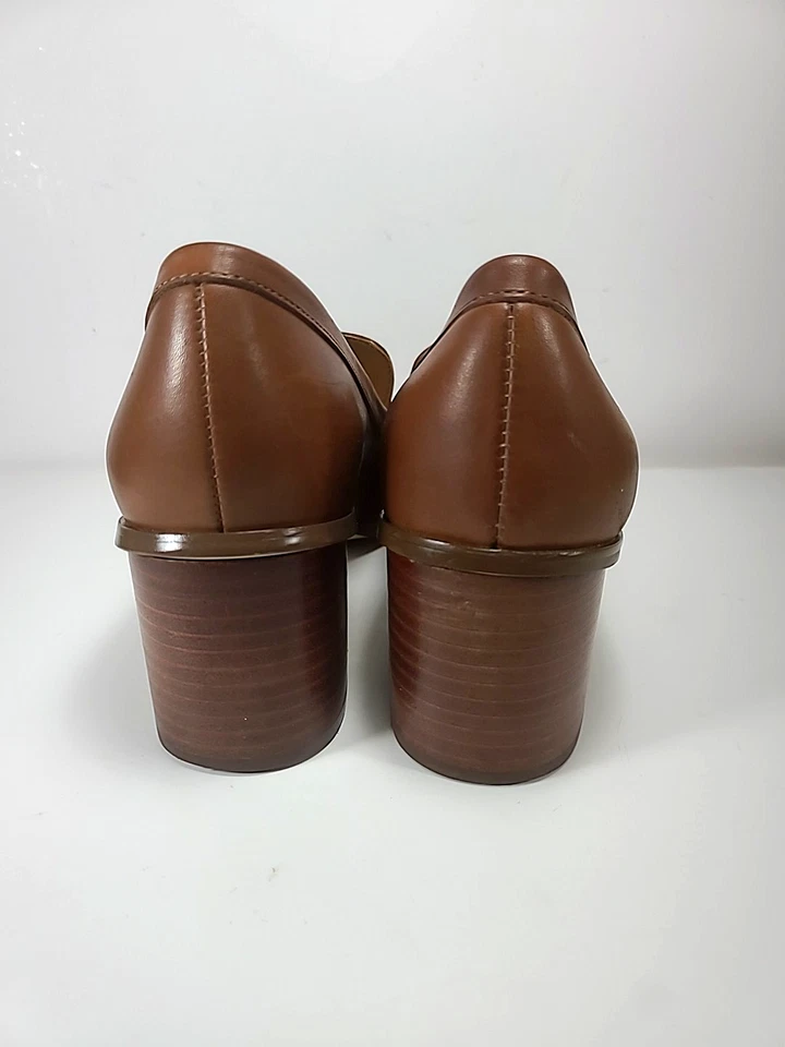 Mocasín Tacón Grueso Dalena Ralph Lauren Marrón Penny 7.5 M Años 90 Silencioso Lujo Foto 4 de 4