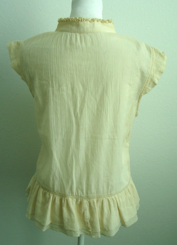 Vintage 70er Jahre Old Navy Perfect Fit Damen Elfenbein Bluse Knopf Gr-M - Bild 5 von 10