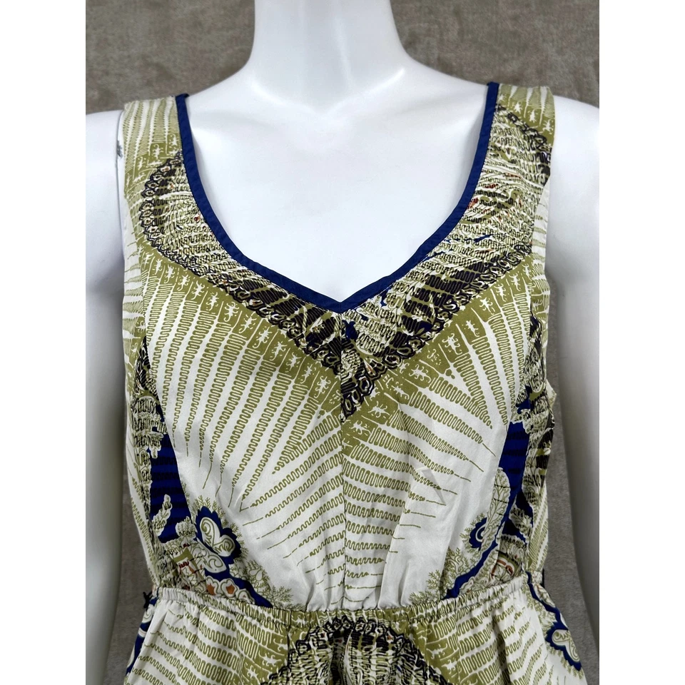 Vestido Edme & Esyllte Anthropologie Mujer Mediano Geo Bufanda Estampado 100% Seda Boho Foto 2 de 4