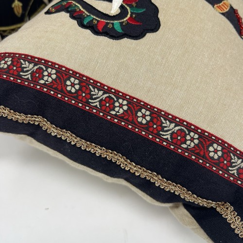 Pier 1 Elephant Throw Pillows 19”x11” Beaded Embroidered Boho Red Black Circus - Picture 6 of 16