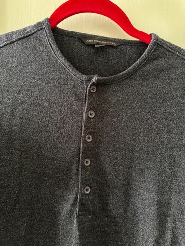 NEW JOHN VARVATOS DARK GRAY COTTON SHORT SLEEVE BUTTON DOWN ROUND NECK SHIRT S - Picture 3 of 5