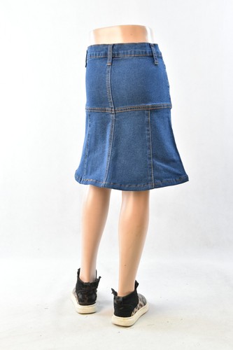 Kleiner Mädchen Stretch Jeans Rock 5 Taschen wadenlang indigo Gr. 4/6 #JW0146 - Bild 2 von 4