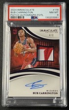 BUB CARRINGTON PSA 8 2024-25 PANINI IMMACULATE #118 ROOKIE PATCH AUTO FOTL 4/8