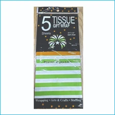 5‑Sheet Premium Green & White Striped Tissue Gift Wrap 20″×26