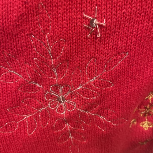 Reference Point Women’s Cardigan XL Red Button Down Christmas Sweater Snowflakes - Picture 6 of 12