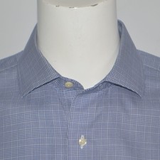 BROOKS BROTHERS Regent Non Iron Blue Plaid Cotton Dress Shirt 16.5 34/35