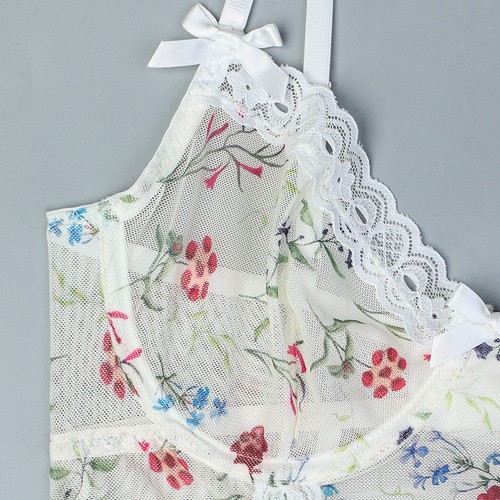 Joli ensemble string et lingerie sexy dentelle corset doux femme UK - Photo 15/25