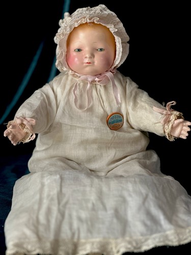 Seltene antike 1920er Effanbee Komposition 14" Puppe Pat-O-Pat markiert Outfit & Pin - Bild 3 von 16