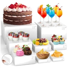 8 Pcs Buffet Food Risers,11*11" Large Acrylic Dessert Cupcake Table Stands