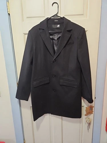 JF J.Ferrar Mens Topcoat Large Black Wool $220 Retail video thumbnail