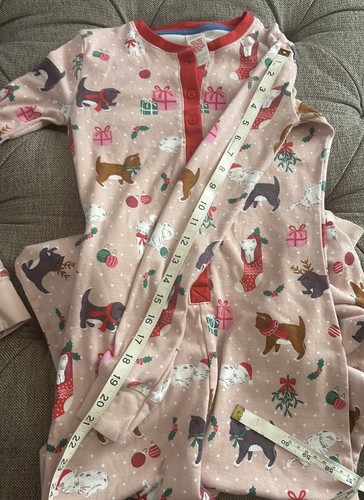 Girl's MINI BODEN Size 12 Pink Cats Print Pajamas One Piece Holiday - Picture 6 of 8