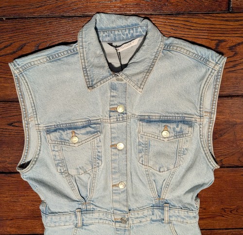 ZARA Light Blue Sleeveless Buttoned DENIM DRESS - 8197 / 280 / 406 Size L - NWT - Picture 10 of 23