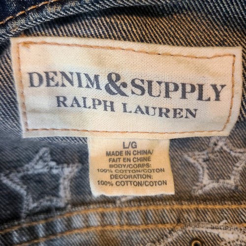 Ralph Lauren Denim Supply Distressed Eagle USA Trucker Jean Jacket Large - Picture 7 of 7