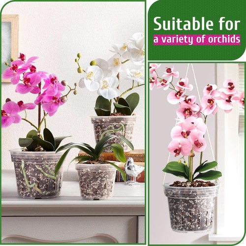 Orchid Pot - 6 Pack Clear Plastic Orchid Pots with Holes, Slotted Flower Plan... - Picture 6 of 6