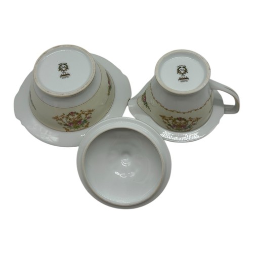Noritake Chevonia Cream & Lidded Sugar Bowl "M" Backstamp Pattern 6003 - Picture 10 of 11