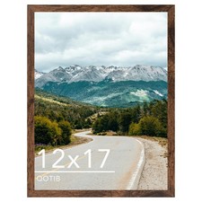 QOTIB 12x17 Picture Frame Deep Brown Wood Wall Hanging Photo Art Display