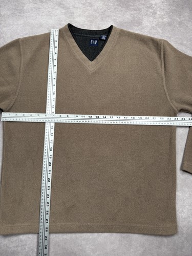Vintage GAP Sweater Herren Extra Large hellbraun Fleecepullover V-Ausschnitt warm lässig Korea XL - Bild 3 von 14