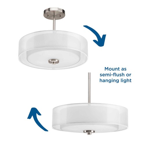 Progress Lighting P3694 Invite 3 Light 15"W Drum Chandelier - Nickel - Picture 4 of 12