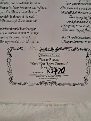 Thomas Kinkade Narrated 'Twas The Night Before Christmas House W/COA Limited - Picture 3 of 19