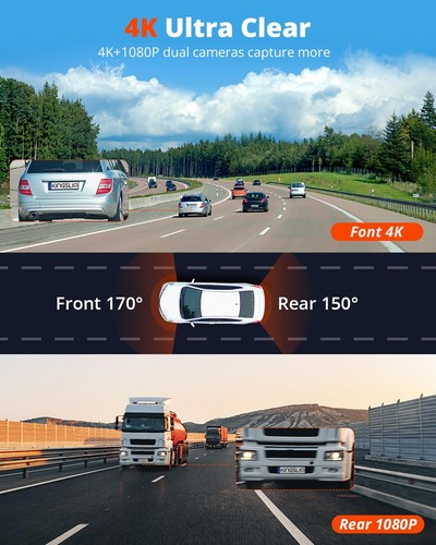 4K Dash Cam vorne und hinten mit 64GB SD-Karte, 5G WiFi Dashkamera für Autos, 1... - Bild 2 von 8