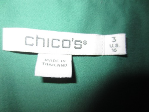 Neu ohne Etikett Damen 3/4-Manschettenärmel Shirt Chico's Größe 3 grüne Farbe - Bild 3 von 15