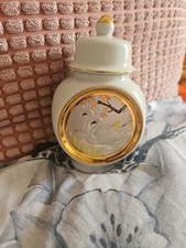 Choking Vase 24k Gold Edged. Antique Japanese Art On A Vase. Decorative Piece