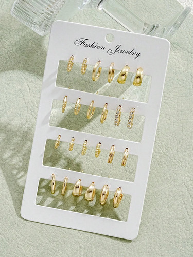 24 Teile/Set Mode Strass kleine Creolen Minimalistisch Alltag Ohrringe - Bild 7 von 26