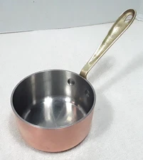All-Clad Cop R Chef 1/2 Qt .5 Sauce Pan Pot Butter Warmer Copper Stainless Brass