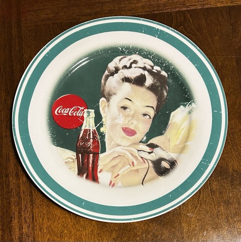 3-teiliges Set Coca Cola Teller, Untertasse und Schüssel vermarktet von Gibson. Grün - Bild 2 von 7