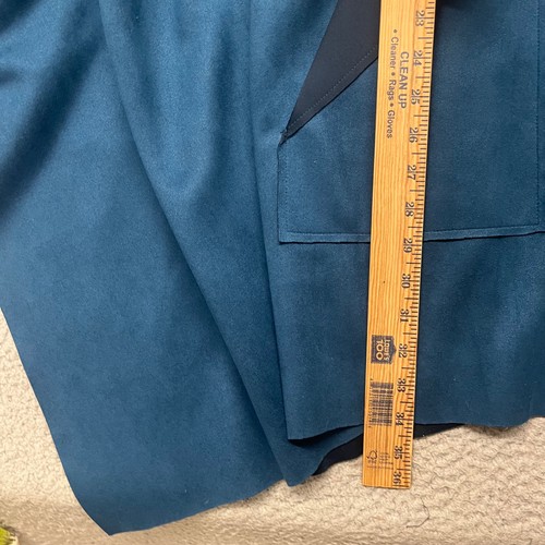 IC by Connie K Cape Poncho Womens 3X Teal Blue Faux Suede Full Zip Pockets - Picture 7 of 15