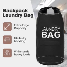 Large Backpack Laundry Bag Heavy Duty Washing Clothes Buckle & Strap 70x33 CM