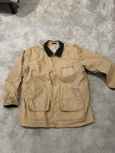 Vintage LL Bean Jacket Men XL Brown Canvas Barn Chore Coat Field Lined FLAW - Bild 1 von 7