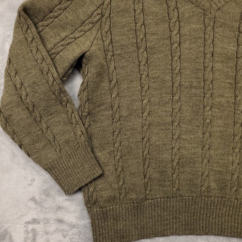 Vintage Wool Sweater Womens Medium Green Cable Knit Chiemsee Strict West Germany - Picture 4 of 11