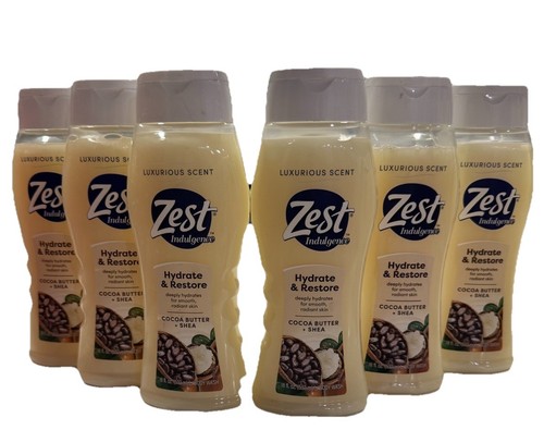 6 Zest Kakaobutter & Shea Duschgel Hydratisieren & Wiederherstellen Luxuriöser Duft 18 Oz EA