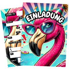 8 Einladungskarten Kindergeburtstag - Flamingo Einladung Geburtstag Mädchen #64