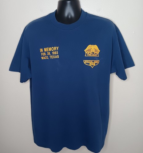 Vintage 90s Waco Texas Branch Davidian David Koresh ATF XL T-Shirt Single Stitch USA - Bild 1 von 7