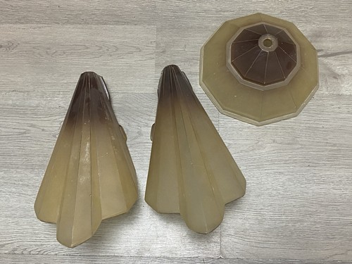 ANTIKES MIDWEST SOLEURE DECO SCHLUPFSCHIRM WANDLEUCHTER SET Ersatz - Bild 2 von 24