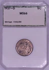 1937-D Buffalo Nickel - Gem Brilliant Uncirculated - "Off-Brand" Slabbed MS 66
