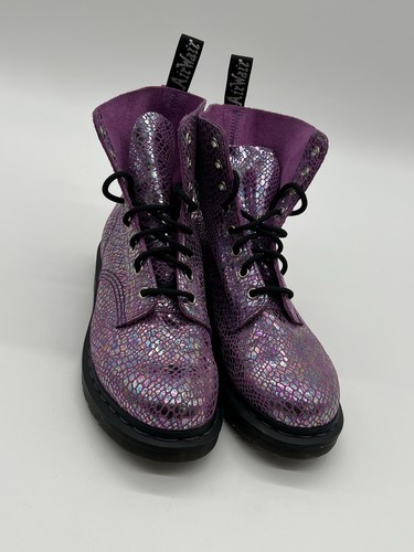 Dr. Martens, 1460 Pascal AirWair Damen-Stiefeletten Größe 8 lila Schlange Metallic. " - Bild 2 von 13