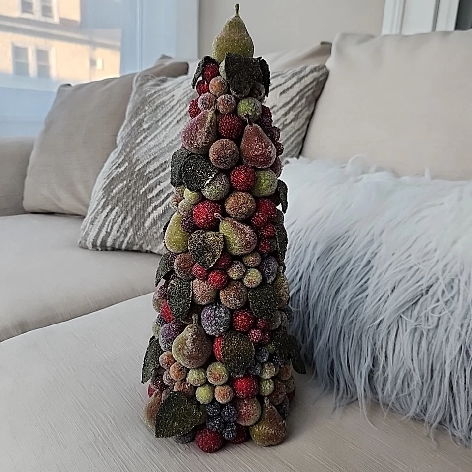 15英寸仿糖串珠磨砂水果外饰圣诞树中心装饰品 — 第 3/4 张图片