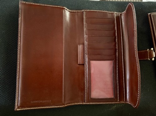 Dooney & Bourke Signature Monogram Checkbook Wallet Lock & Key Preowned - Picture 4 of 6
