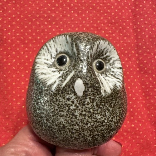 VINTAGE D. FERGUSON signed 2-1/2” OWL Pigeon FORGE POTTERY Lava Glaze