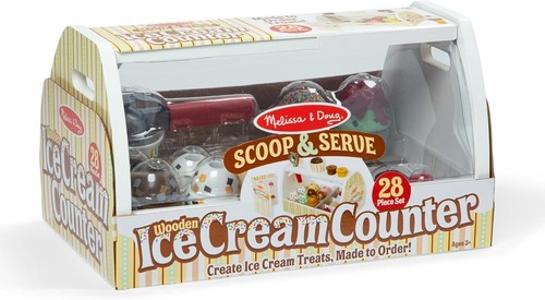 Wooden Scoop and Serve Ice Cream Counter Play Food and Accessories Pretend Toys - Picture 4 of 11