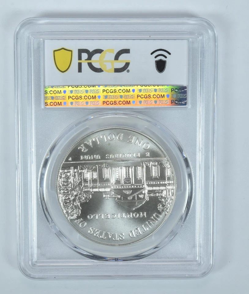1993-P Jefferson Commemorative Silver Dollar MS70 PCGS Blue Label - Image 2 of 4