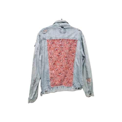 Rue 21 Denim Distressed Jean Jacket Unisex Size LARGE - Picture 2 of 10