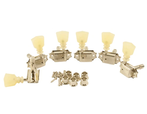 Kluson Trad Nickel 3x3 Locking Tuner with Pearloid Dbl ring button KDL-3-NPKDR
