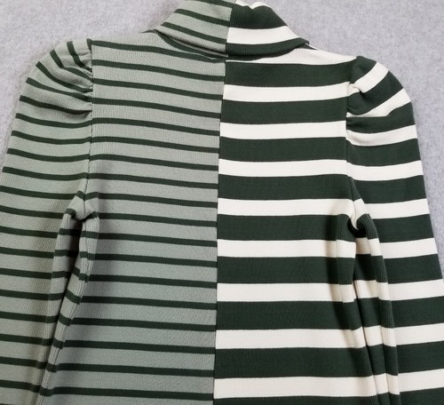VERONICA BEARD Sweater Womens Extra Small XS Green White Cedar Turtleneck Stripe - Picture 8 of 14