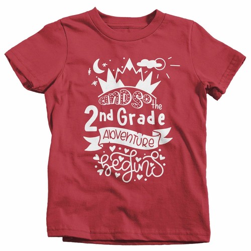 Kids Cute 2nd Grade T Shirt Typography Adventure Begins Shirt Boy's Girl's Secon - Picture 7 of 17