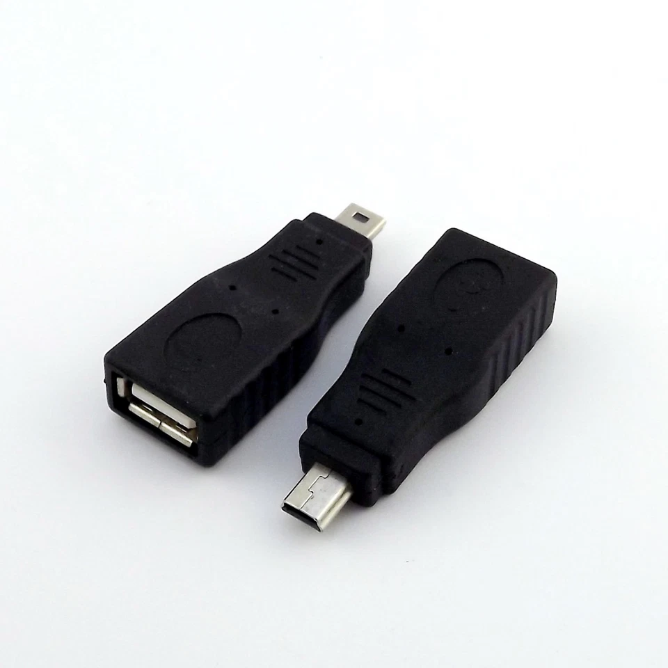 10pcs Black USB 2.0 A Female to Mini USB B 5 Pin Plug Male OTG Converter Adapter - Image 2 of 4
